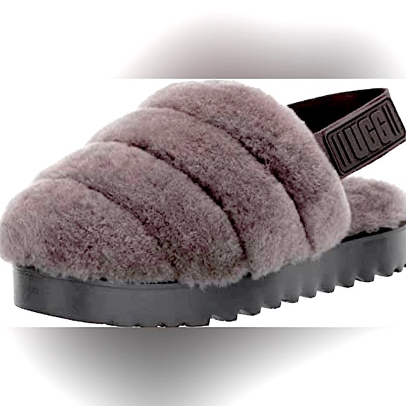 Nwot Ugg Charcoal Grey Super Fluff Platform Slipper! Size 8 mint new condition! - Picture 2 of 8